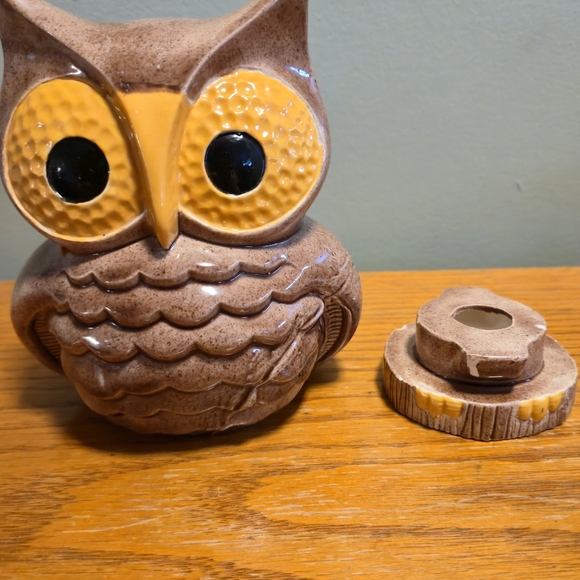 Vintage Ceramic Owl Jar Mid Century MCM Brown Figurine - Picture 7 of 16